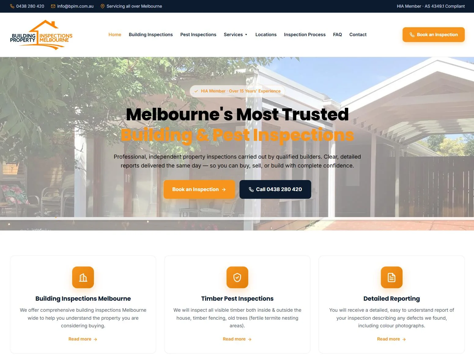 Building Property Inspections Melbourne website home page